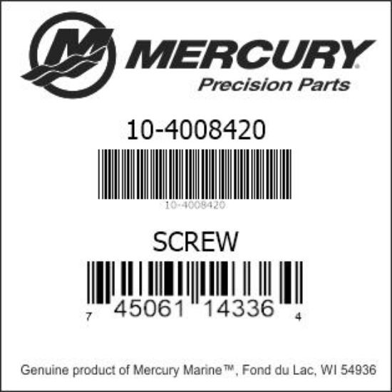 Bar codes for Mercury Marine part number 10-4008420