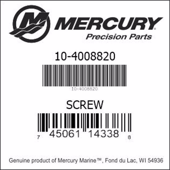 Bar codes for Mercury Marine part number 10-4008820