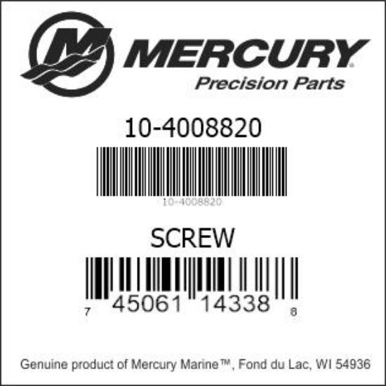 Bar codes for Mercury Marine part number 10-4008820
