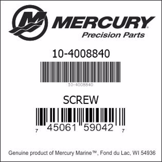 Bar codes for Mercury Marine part number 10-4008840