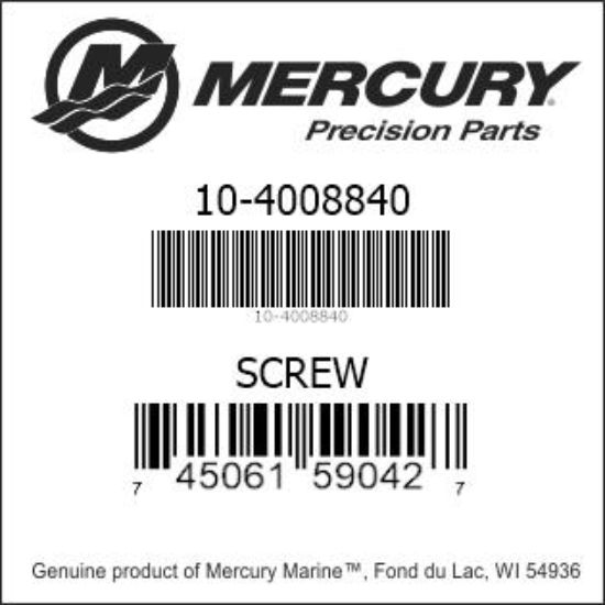 Bar codes for Mercury Marine part number 10-4008840