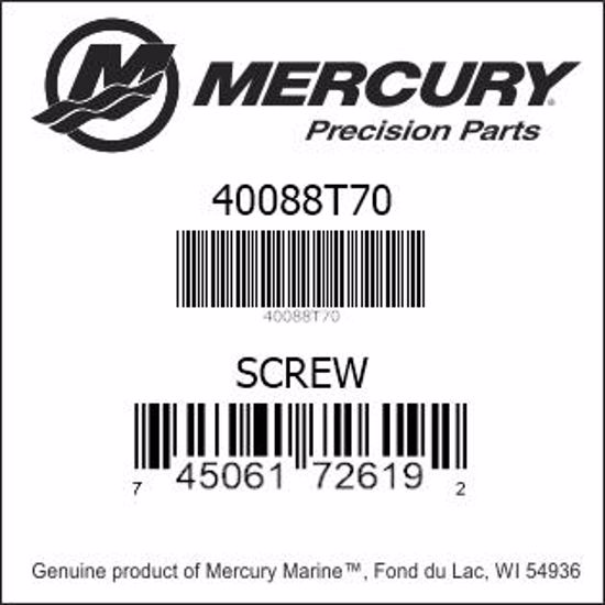 Bar codes for Mercury Marine part number 40088T70