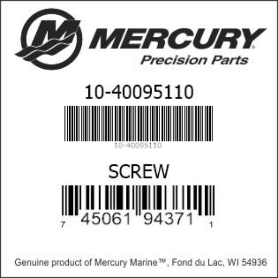 Bar codes for Mercury Marine part number 10-40095110