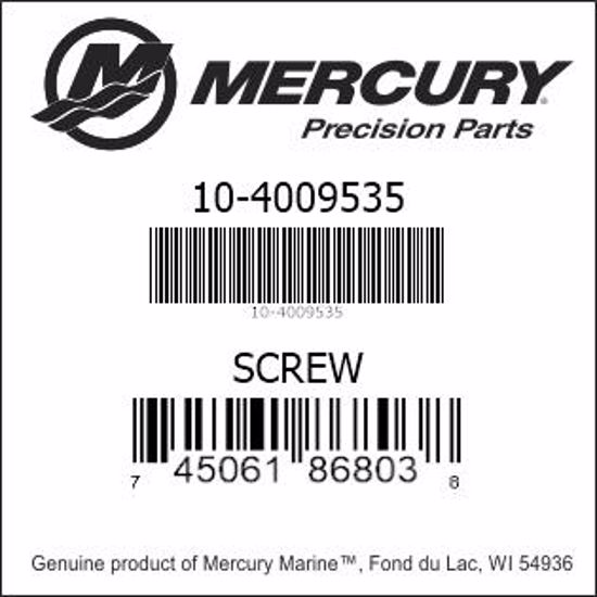 Bar codes for Mercury Marine part number 10-4009535