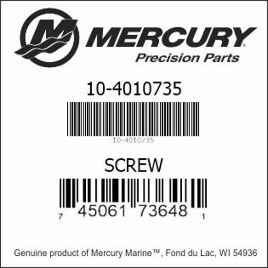 Bar codes for Mercury Marine part number 10-4010735