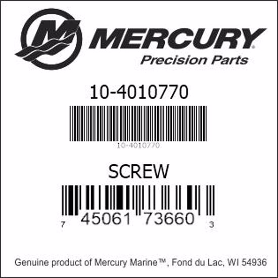 Bar codes for Mercury Marine part number 10-4010770