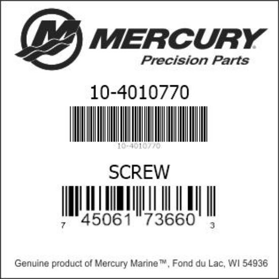 Bar codes for Mercury Marine part number 10-4010770