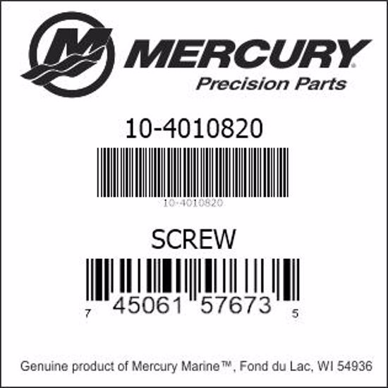 Bar codes for Mercury Marine part number 10-4010820