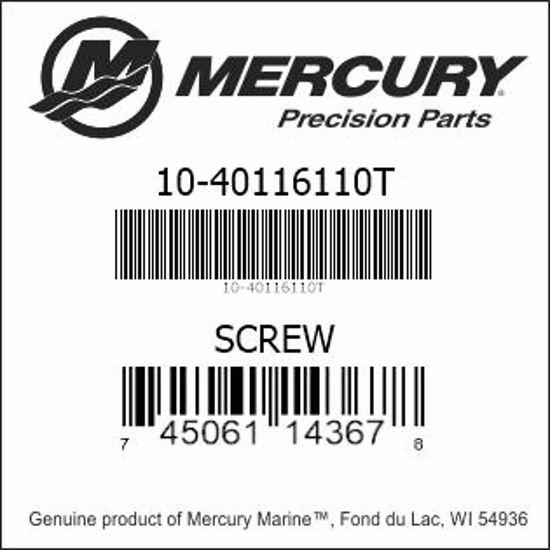 Bar codes for Mercury Marine part number 10-40116110T