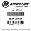 Bar codes for Mercury Marine part number 11-40119Q02