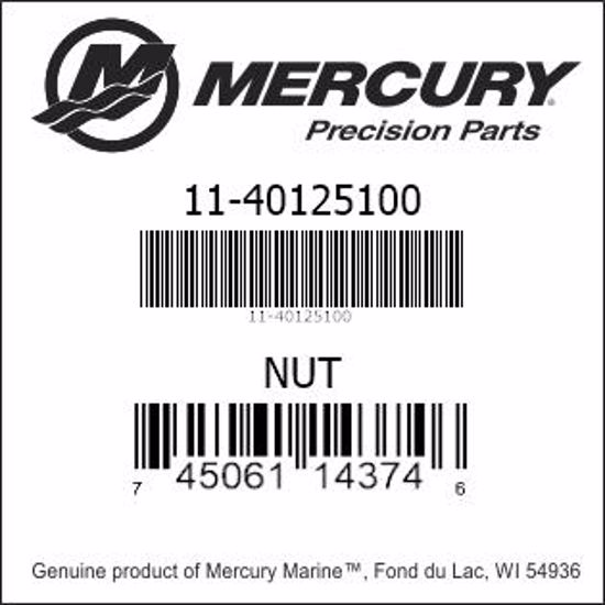 Bar codes for Mercury Marine part number 11-40125100