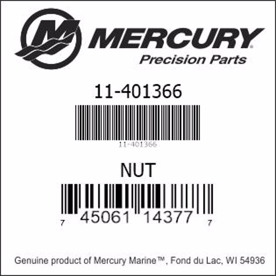 Bar codes for Mercury Marine part number 11-401366