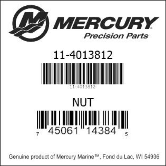 Bar codes for Mercury Marine part number 11-4013812