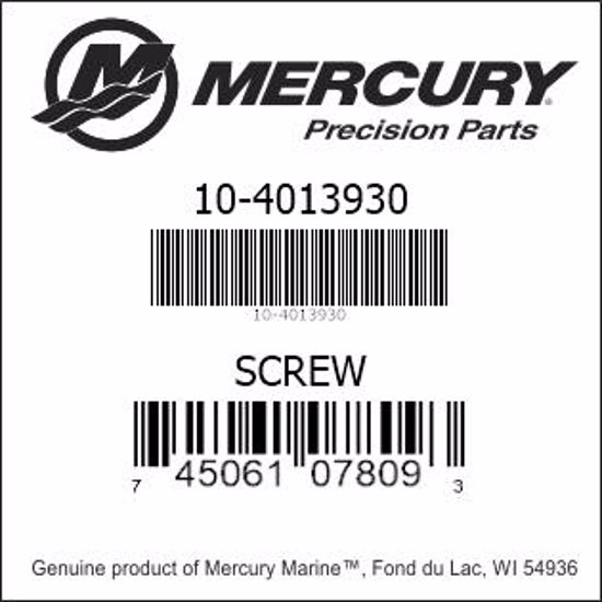 Bar codes for Mercury Marine part number 10-4013930