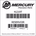 Bar codes for Mercury Marine part number 41219T