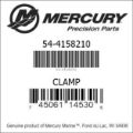 Bar codes for Mercury Marine part number 54-4158210