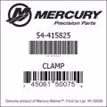 Bar codes for Mercury Marine part number 54-415825