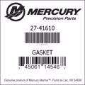 Bar codes for Mercury Marine part number 27-41610