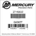 Bar codes for Mercury Marine part number 27-41610