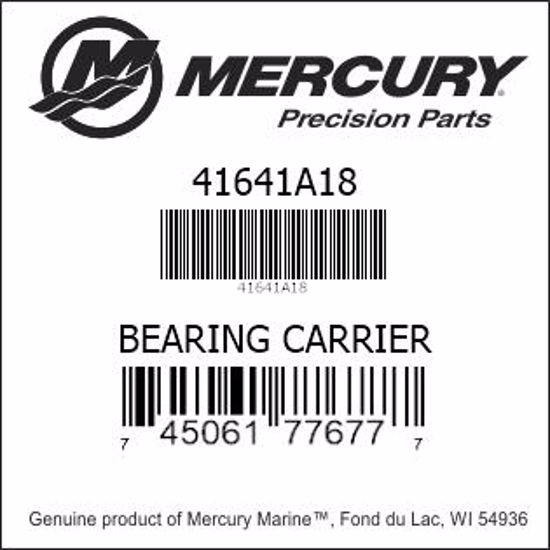 Bar codes for Mercury Marine part number 41641A18
