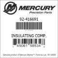 Bar codes for Mercury Marine part number 92-416691