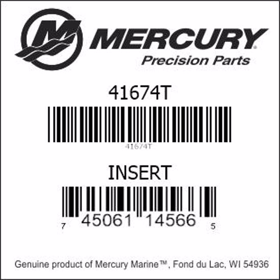Bar codes for Mercury Marine part number 41674T
