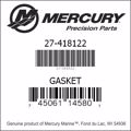 Bar codes for Mercury Marine part number 27-418122