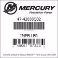 Bar codes for Mercury Marine part number 47-42038Q02