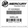 Bar codes for Mercury Marine part number 47-42038Q02