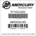 Bar codes for Mercury Marine part number 97-42121Q02