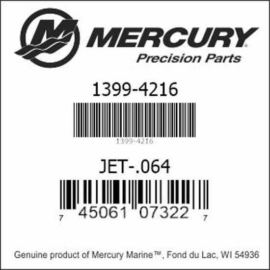 Bar codes for Mercury Marine part number 1399-4216