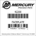 Bar codes for Mercury Marine part number 42200