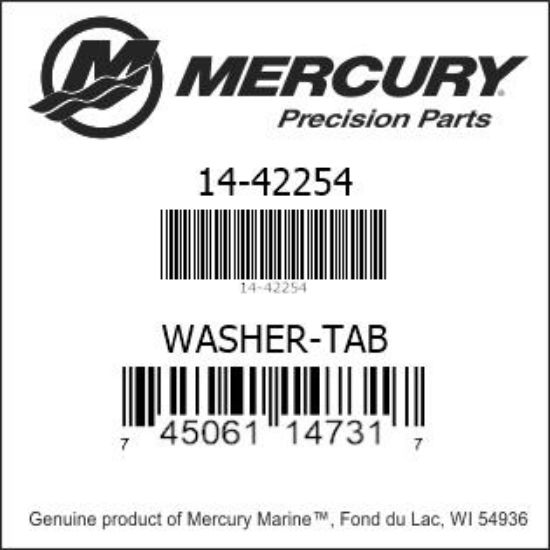 Bar codes for Mercury Marine part number 14-42254