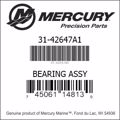 Bar codes for Mercury Marine part number 31-42647A1