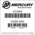 Bar codes for Mercury Marine part number 42724A3
