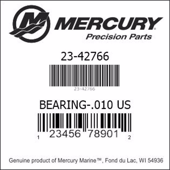 Bar codes for Mercury Marine part number 23-42766