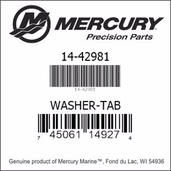 Bar codes for Mercury Marine part number 14-42981