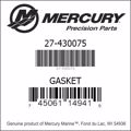 Bar codes for Mercury Marine part number 27-430075