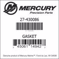 Bar codes for Mercury Marine part number 27-430086