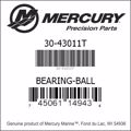 Bar codes for Mercury Marine part number 30-43011T