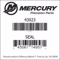 Bar codes for Mercury Marine part number 43023