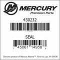 Bar codes for Mercury Marine part number 430232