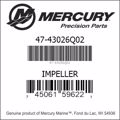 Bar codes for Mercury Marine part number 47-43026Q02