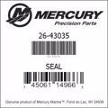 Bar codes for Mercury Marine part number 26-43035