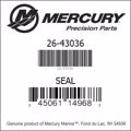 Bar codes for Mercury Marine part number 26-43036