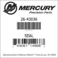 Bar codes for Mercury Marine part number 26-43036