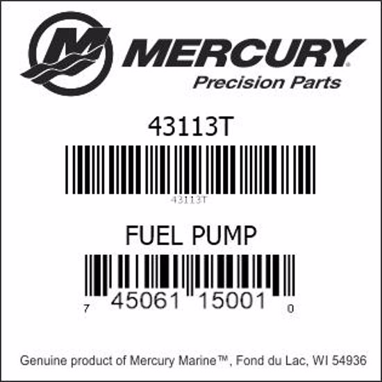 Bar codes for Mercury Marine part number 43113T