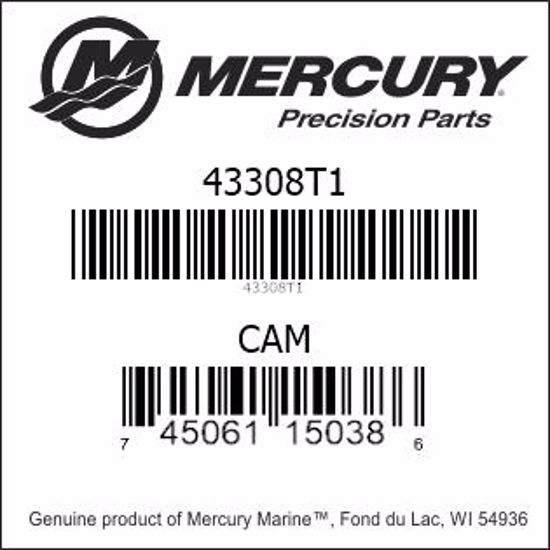 Bar codes for Mercury Marine part number 43308T1
