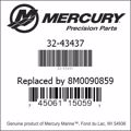 Bar codes for Mercury Marine part number 32-43437