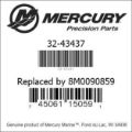 Bar codes for Mercury Marine part number 32-43437